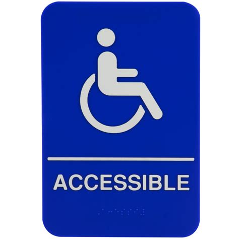 Thunder Group Ada Handicap Accessible Sign With Braille Blue And