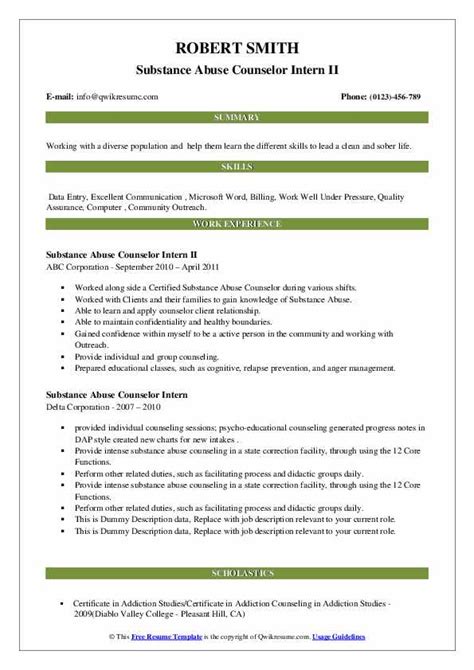 Substance Abuse Counselor Resume Samples 94f