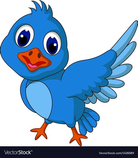 Funny Blue Bird Cartoon Posing Royalty Free Vector Image