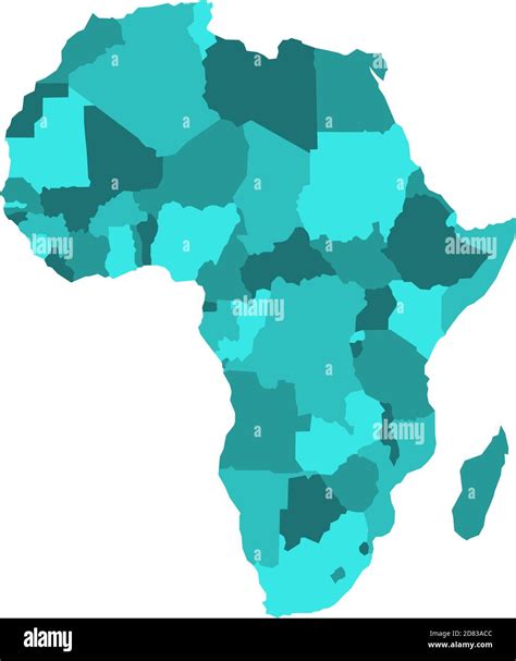 Political Map Of Africa In Four Shades Of Turquoise Blue On White