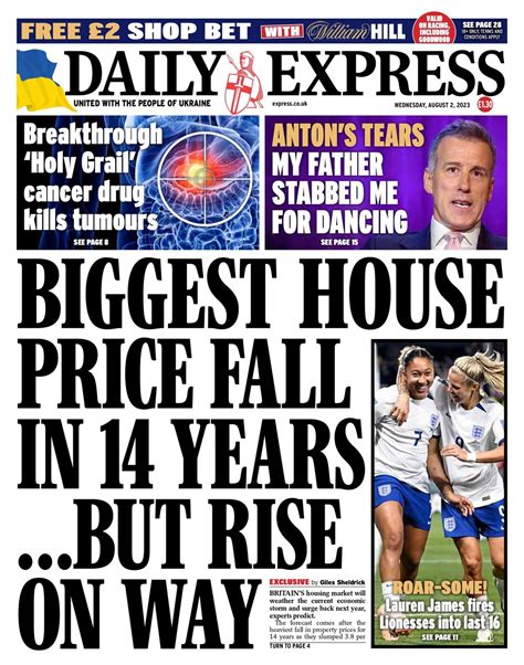 Daily Express Front Page 2nd Of August 2023 Tomorrows Papers Today