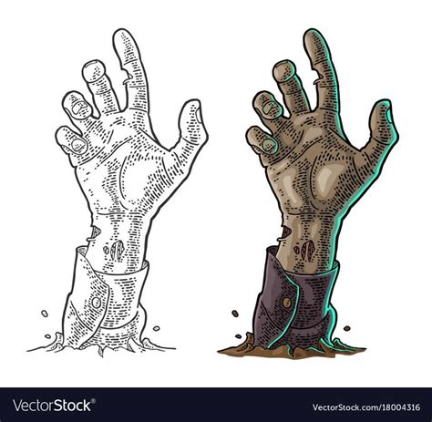 Zombie Hand With Claw Vector Color Vintage Engraving Illustration