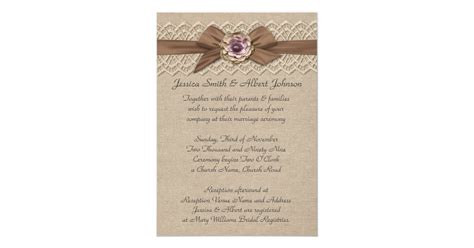 Romantic Lace Floral Burlap Ribbon Wedding Invite