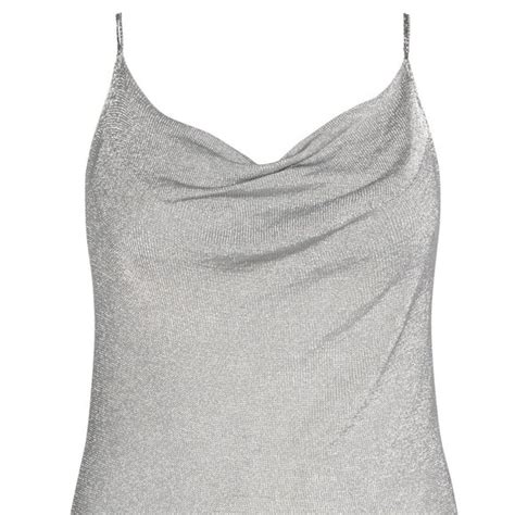 City Chic Tops City Chic Metallic Silver Cowl Cami Plus Size 24