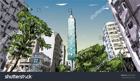 Sketch Cityscape Show Urban Street View Stock Vector Royalty Free
