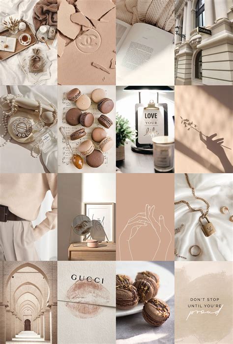 Neutral Aesthetic Collage Kit Boho Boujee Printable Collage Beige
