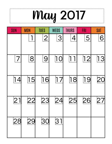Printable May Calendar For 30days Subscribers Only Thirty Handmade Days