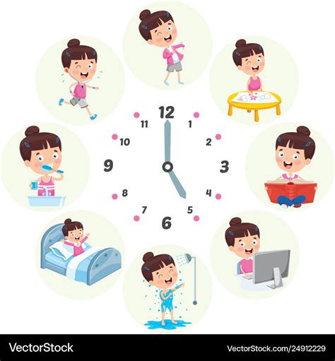 Kids Daily Routine Activities Royalty Free Vector Image