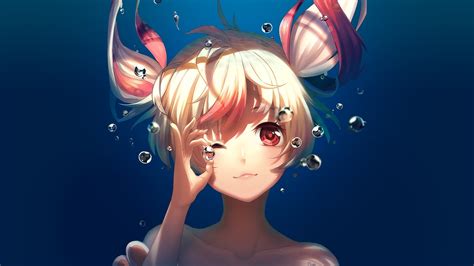 Red Eyes Original Characters Anime Girls Underwater Wallpapers Hd Desktop And Mobile