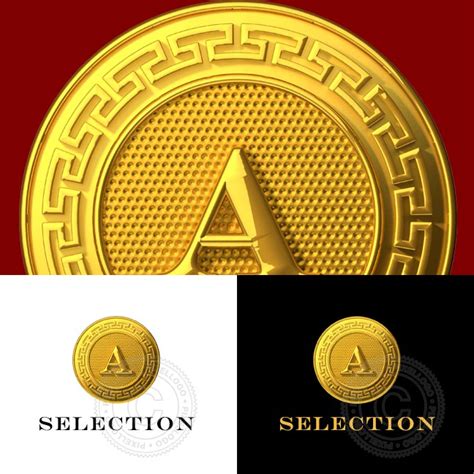 Gold Coin Luxury Shop logo - Gold luxury logo full alphabet | Pixellogo
