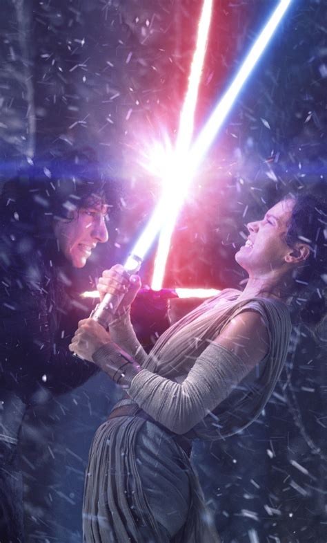 X Rey And Kylo Ren Fighting With Lightsaber Iphone Hd K Wallpapers Images