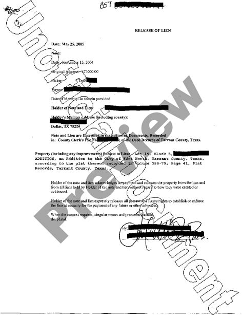 Texas Release Of Lien Lien Release Letter Us Legal Forms