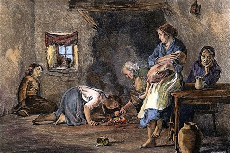 Potato Famine Ninterior Of A Peasants Hut During The Great Potato
