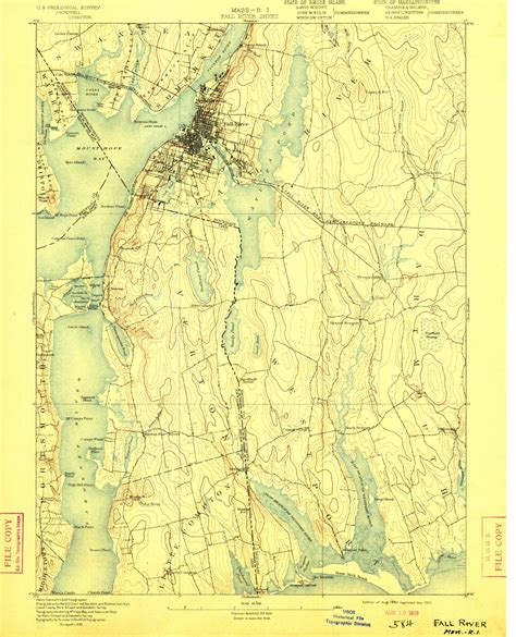 Fall River Massachusetts 1893 1903a Usgs Old Topo Map 15x15 Quad