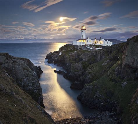 Moonrise Over Fanad Head Fanad Head Lighthouse On The North Donegal