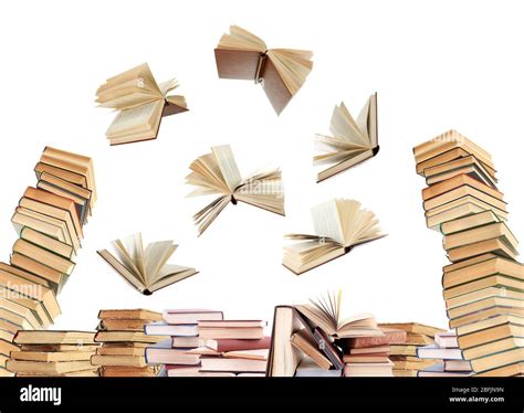 Flying Books Isolated On White Stock Photo Alamy