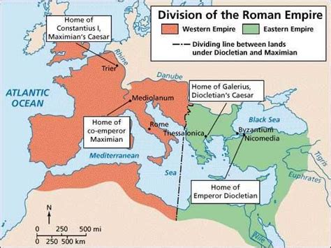Map Of The Division Of The Roman Empire Under Diocletian And Maximian Cartografia Império