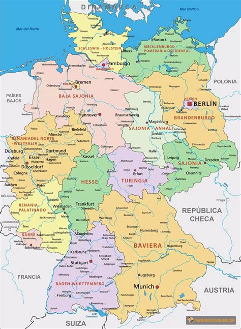 Alemania Estados Federados Länder Y Ciudades Estado Listado Mapa