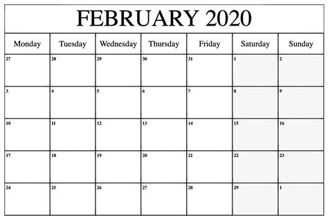 February 2020 Calendar Printable January Calendar Calendar