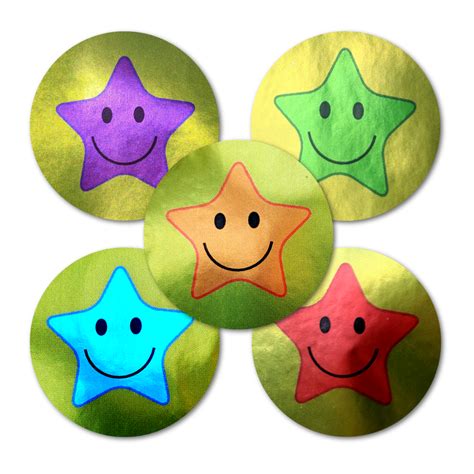 Smiley Face Stars Metallic Foil Stickers Superstickers