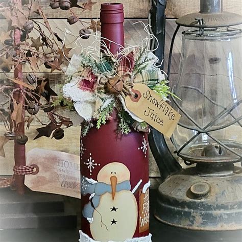 Snowman Wine Bottle Etsy