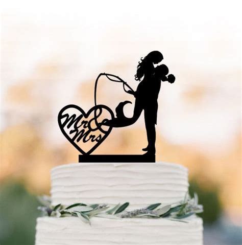 Fishing Wedding Cake Topper Mr And Mrs Mermaid Cake Topper Fishing