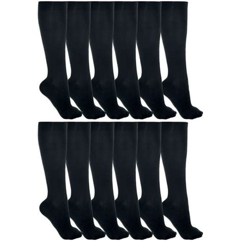 Womens Trouser Socks 12 Pairs Opaque Stretchy Nylon Knee High Many Colors Bulk