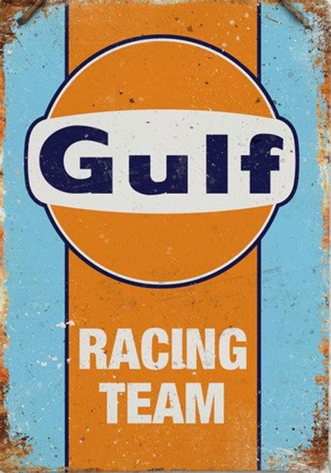 Metal Tin Retro Vintage Sign Gulf Racing 20 X 30cm Wall Etsy