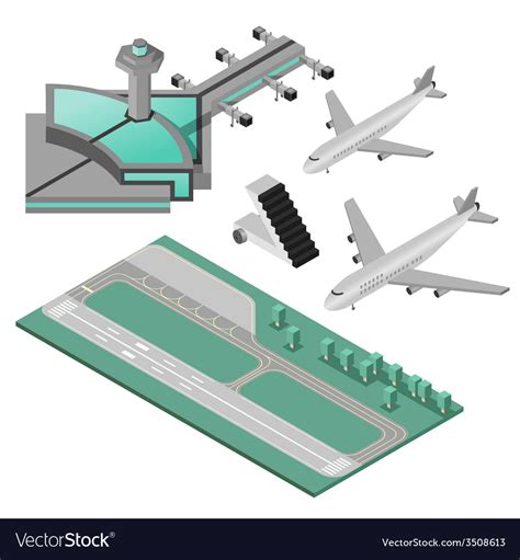 Airport Icons Set Royalty Free Vector Image Vectorstock