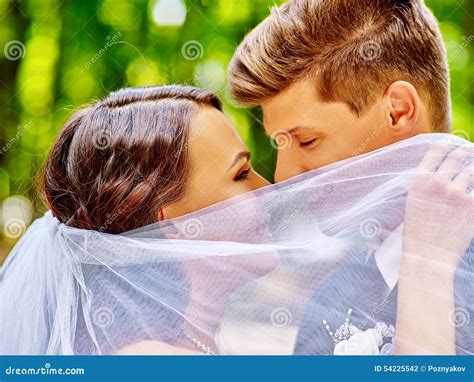 Bride And Groom Kissing Outdoor Stock Photo Image Of Handsome Human