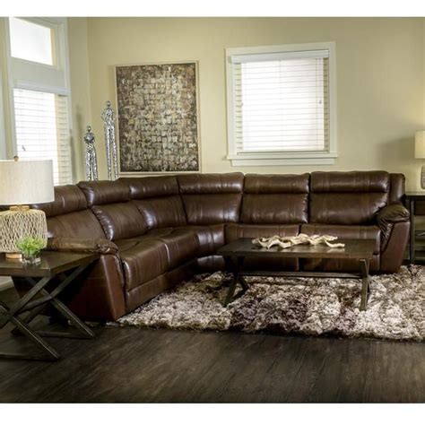 5 Piece Leather Power Sectional In Brown Nebraska Furniture Mart