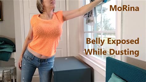 Morinas Fetish Society Belly Exposed While Dusting Mobile Vers