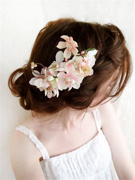 Pink Cherry Blossom Hair Accessory Wedding Hair Comb Chieko Etsy