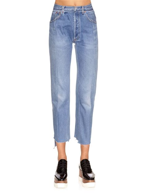 Vetements Slim-fit Vintage Wash Cropped Jeans in Blue | Lyst