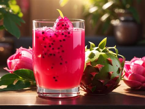 premium ai image glass of refreshing dragon fruit juice