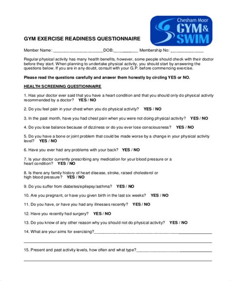 Fitness Survey 10 Examples Format Pdf Examples