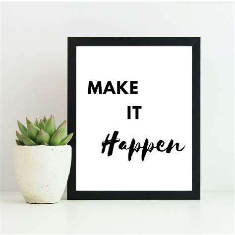 Make It Happen Quote Print Motivational Words Poster Etsy Uk