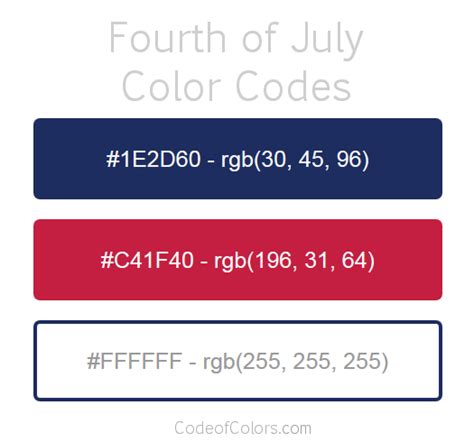 Fourth Of July Color Palette Hex And Rgb Color Codes