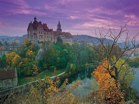 Castle Landscape Architecture Lakes Autumn Germany Tourism Sunset
