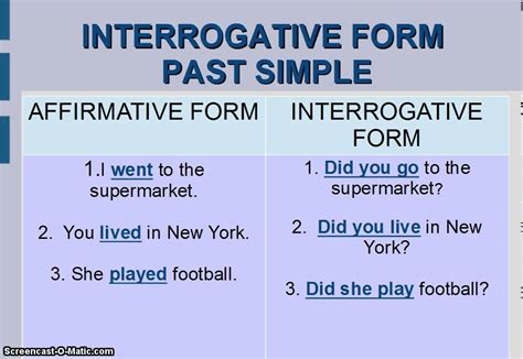 Interrogative Form Past Simple YouTube