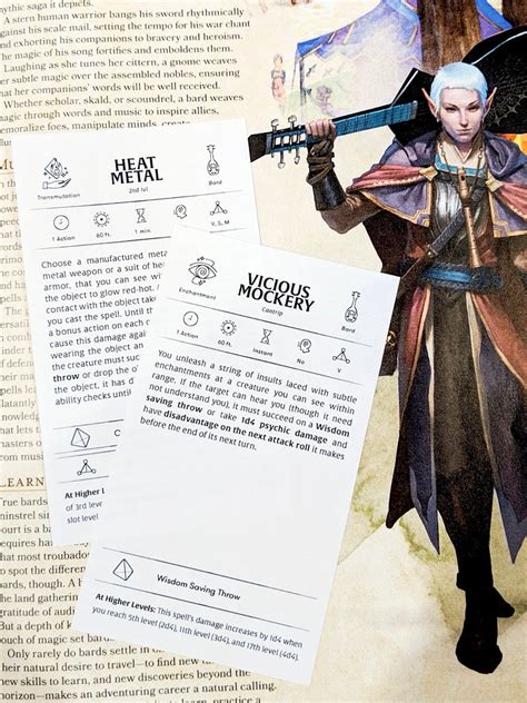 Custom Bard Spell Cards Dungeons And Dragons Dnd 5e Etsy