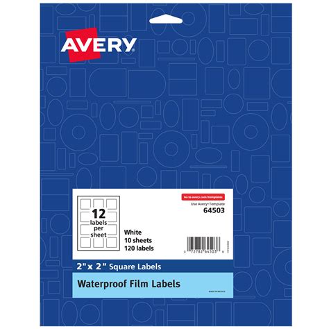 Avery Printable Waterproof Labels 120ct 2 X 2 Square White Durable