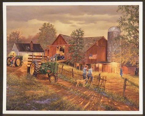 Americas Heartland By Dave Barnhouse 16×20 John Deer Tractor Farm Barn