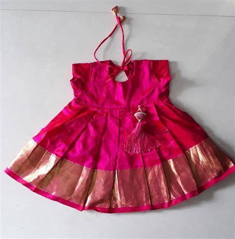 Pink Silk Frock For Baby Girl Infant Dress Pattu Pavadai Etsy