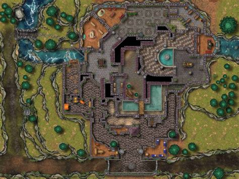 Sunken Castle Battle Map For Dnd Dnd World Map Fantasy Map Fantasy