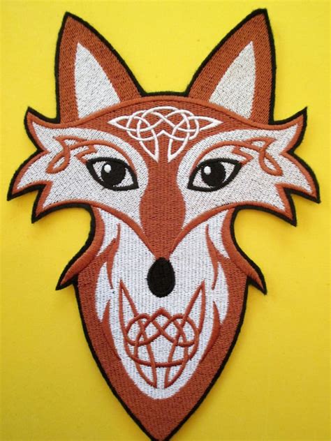 Jumbo Embroidered Celtic Fox Applique Patch Celtic Knot Etsy
