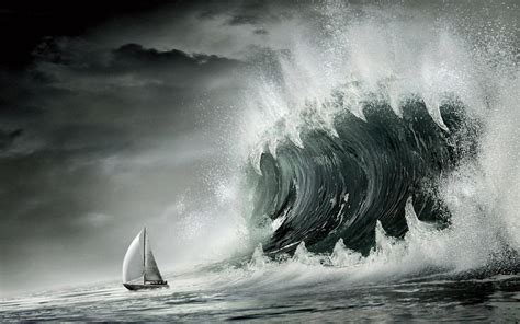 Clouds Sea Waves Storm Ships Wallpaper 2560x1600 12484 Wallpaperup