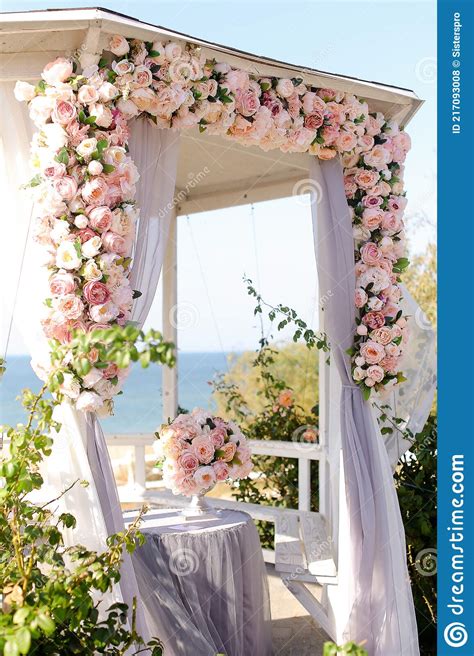 Wonderful Wedding Arch Decorated By Roses Stock Photo Image Of