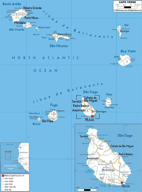 Large Road Map Of Cape Verde With Cities And Airports Cape Verde