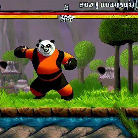 Kung Fu Panda In Mortal Kombat 3 Game Sega 1 6 Bit Stable Diffusion